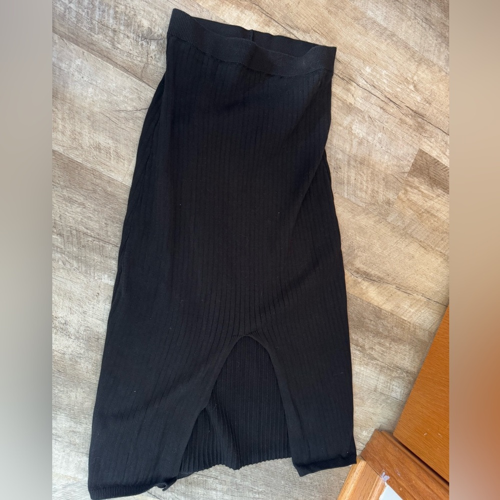 Free People Black long sweater skirt with slit